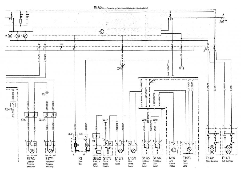 Mercedes-Benz C220 (1994 - 1996) - wiring diagrams - exterior lighting