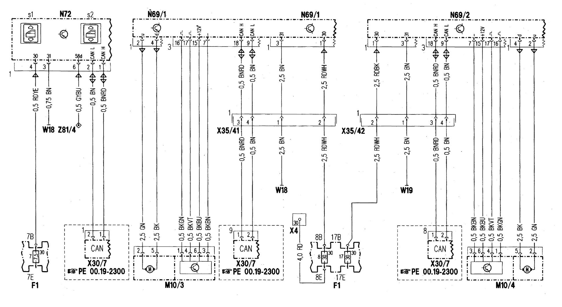 Mercedes-Benz C280 (1998) - wiring diagrams - power windows