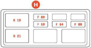 Ferrari 599 – fuse box diagram – luggage compartment – box H