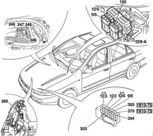 Fiat Marea – fuse box diagram – location – engine compartment – diesel