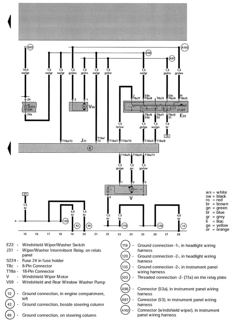 Volkswagen Golf (2003 2004) wiring diagrams headlamps