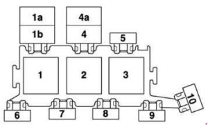 Audi A6 – fuse box diagram – 3-point relay carrier in electronics box, plenum chamber