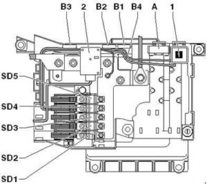 Audi Q7 – fuse box diagram – under driver’s seat