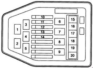 Deawoo Korando – fuse box diagram – engine compartment fuse box