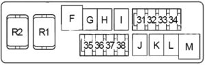 Infiniti G37 - fuse box diagram - engine compartment fuse box no. 2 (type 1)